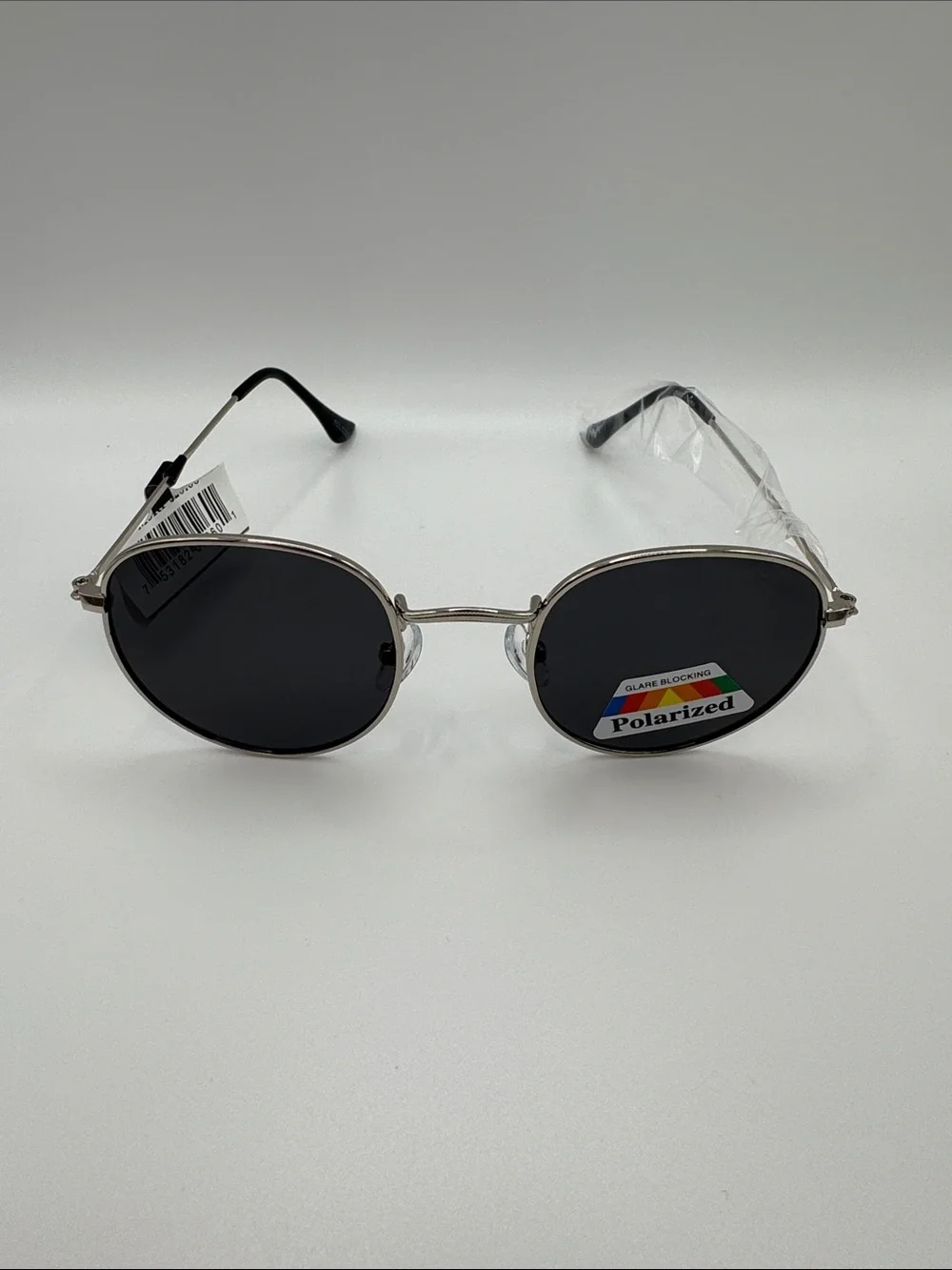 Kids Silver Frame Polarized Black Lens Sunglasses